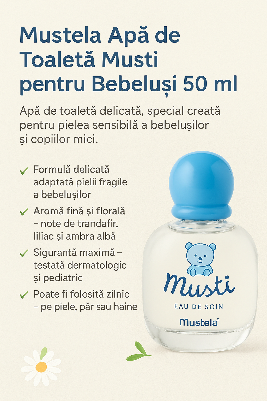 Mustela Apă de Toaletă Musti pentru Bebelusi 50 ml